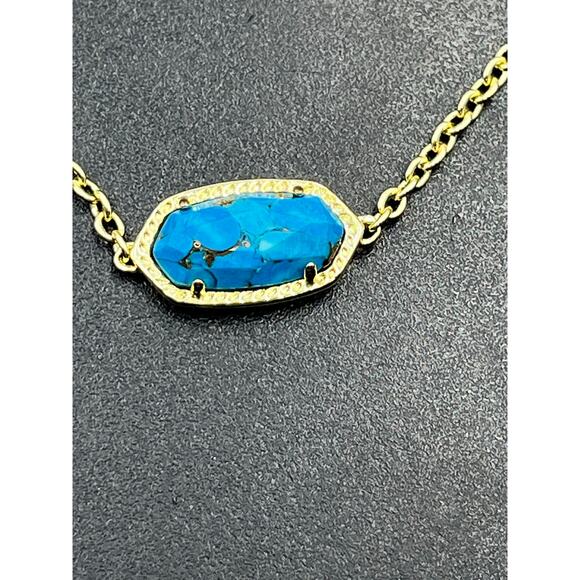 Kendra Scott Elaina Gold Brass
Veined Blue Turquoise Bolo Adjustable Bracelet - Picture 2 of 9